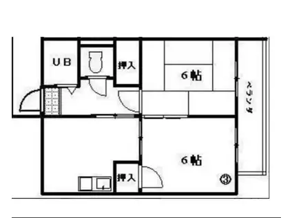 コート扇町I(2DK/1階)の間取り写真