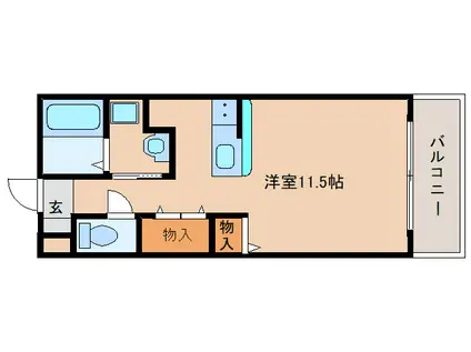 結充イムーブル B館(ワンルーム/2階)の間取り写真