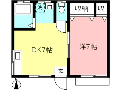 メゾンクレール(1DK/1階)の間取り写真