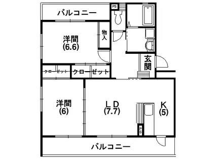 プログレス1(2LDK/1階)の間取り写真