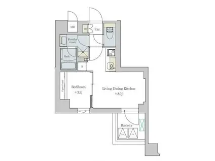 BRILLIA IST 文京六義園(1LDK/2階)の間取り写真