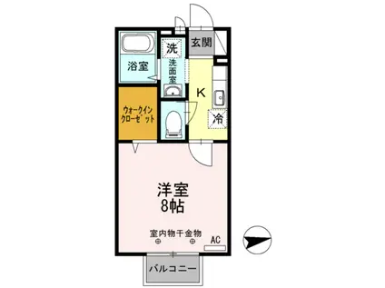 ソレイユ東野(1K/2階)の間取り写真