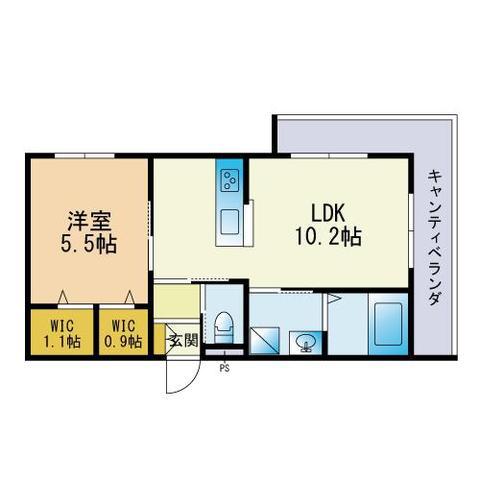 ヘーベルメゾン別府(1LDK/2階)の間取り写真