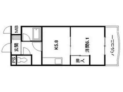 あぷと長坂(1DK/1階)の間取り写真