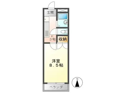 エントピア岐阜II(1K/3階)の間取り写真