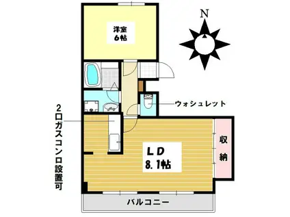 コートスクエアBLD(1LDK/1階)の間取り写真