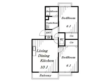 マースピア(2LDK/1階)の間取り写真