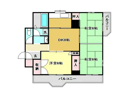 パークサイドマンション(3DK/5階)の間取り写真