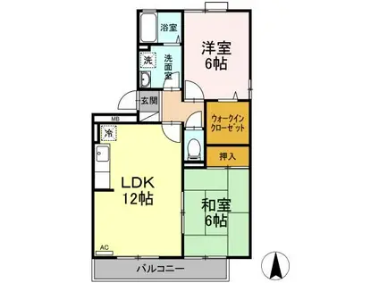ポサーダ平田(2LDK/2階)の間取り写真