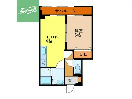 ベリービー57(1LDK/2階)の間取り写真