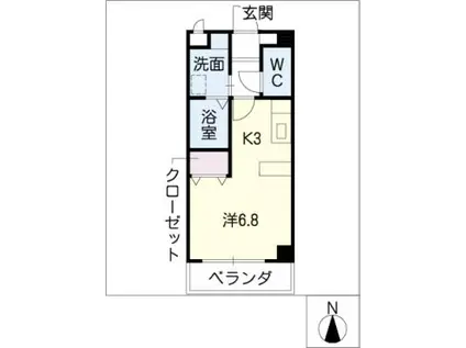 グリュック八剣(1K/2階)の間取り写真