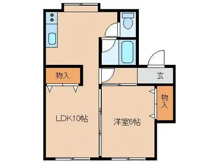 ヴィラージュU広面(1LDK/2階)の間取り写真