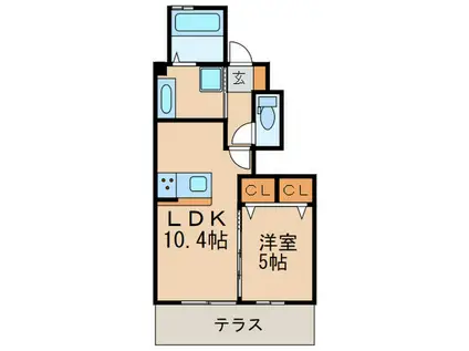 フル―レ神明(1LDK/1階)の間取り写真