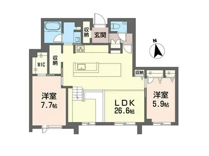 シエル モンティ(2LDK/1階)の間取り写真
