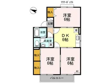 ブルームパレス F(3DK/2階)の間取り写真
