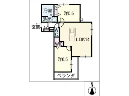 グリーンヒルナルセ(2LDK/2階)の間取り写真