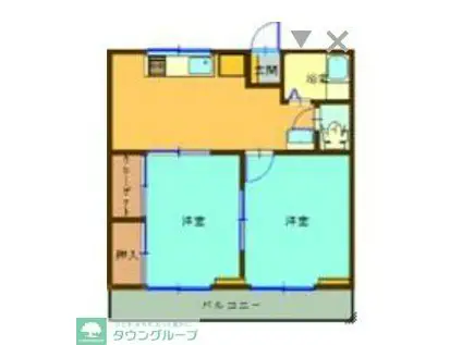 ピュアハイツ(2DK/1階)の間取り写真