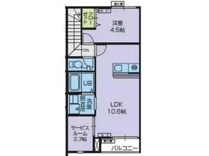 エストポミエ B棟(1SLDK/3階)の間取り写真