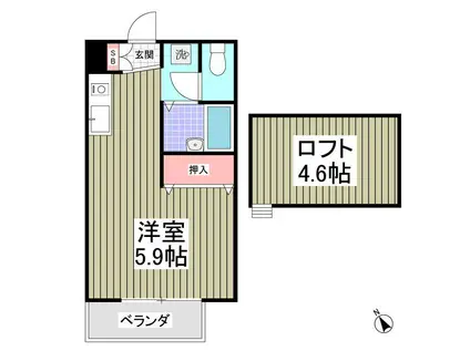 フロンティアIC棟(1K/2階)の間取り写真