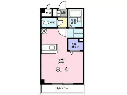 ヴィンテージK(1K/2階)の間取り写真