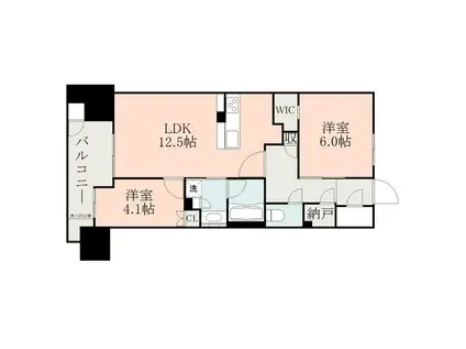 レ・ジェイド上通 0902号(2SLDK/9階)の間取り写真