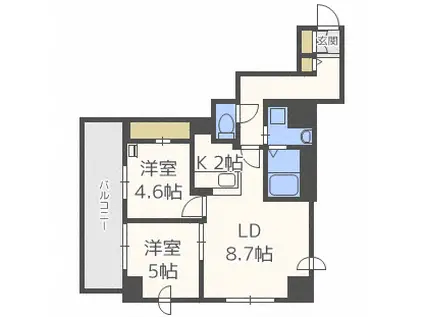 レジディア北2条イーストII(2LDK/8階)の間取り写真