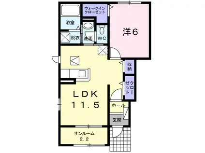 ミレイユA(1LDK/1階)の間取り写真