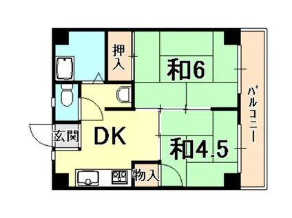 西宮フラワーハイツ(2DK/3階)の間取り写真