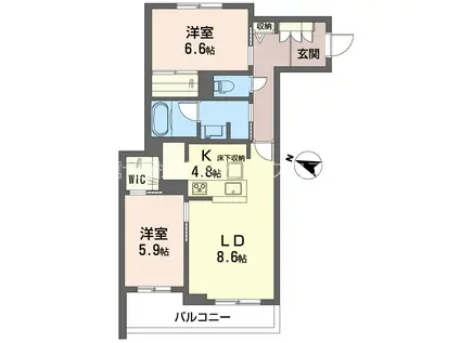 セントリビエ南平(2LDK/1階)の間取り写真