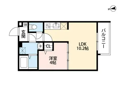 ビックアーチ(1LDK/1階)の間取り写真
