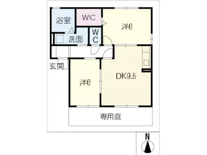 スウィートハイム(2DK/1階)の間取り写真