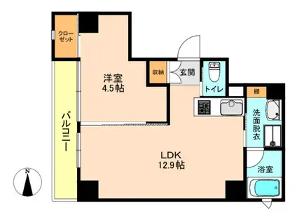 フルハウス(1LDK/7階)の間取り写真