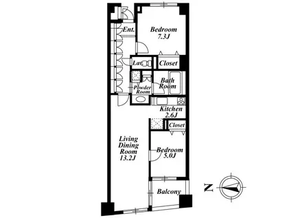 KDXレジデンス半蔵門(2LDK/2階)の間取り写真