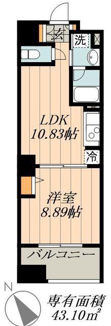 ルクレ新川レジデンス(1LDK/7階)の間取り写真