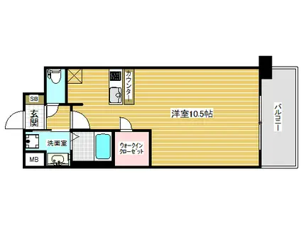 プレサンス神戸ティアラ(1K/9階)の間取り写真