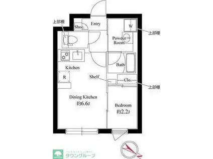 プラティーク下丸子(1DK/4階)の間取り写真