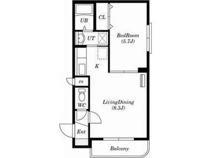 グランメール琴似3・3(1LDK/1階)の間取り写真