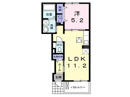 ケーズコート(1LDK/1階)の間取り写真