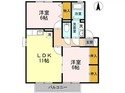 アネックスMII B棟(2LDK/2階)の間取り写真