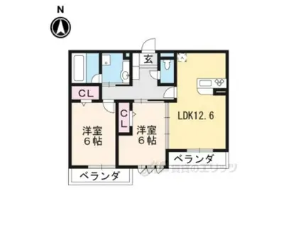 クレール修学院(2LDK/3階)の間取り写真