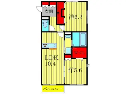 アリエッタ(2LDK/3階)の間取り写真