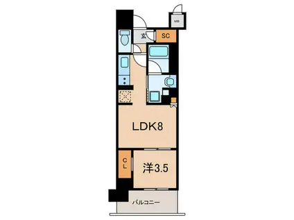 リビオシティ神戸名谷(1LDK/1階)の間取り写真