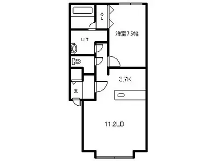 アスティオンIII(1LDK/1階)の間取り写真