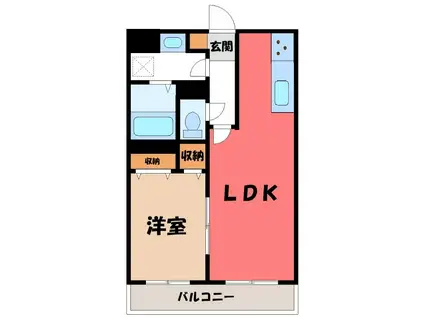 ヴァンヴェストB(1LDK/1階)の間取り写真
