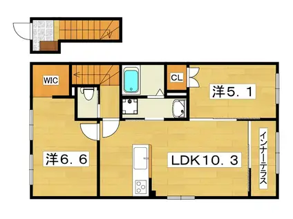 郡津3丁目アパート(2LDK/2階)の間取り写真