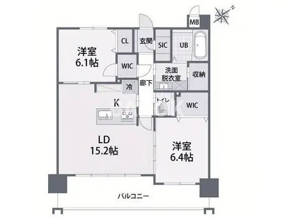 YGM松島LUXE(2LDK/8階)の間取り写真