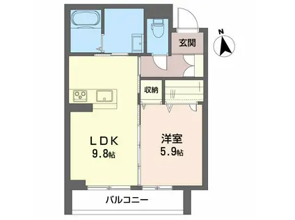 ベレオ弓張月(1LDK/3階)の間取り写真