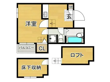 ベネフィスタウン井尻(1K/2階)の間取り写真