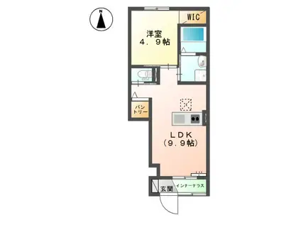 プライムメゾン三郷(1LDK/1階)の間取り写真