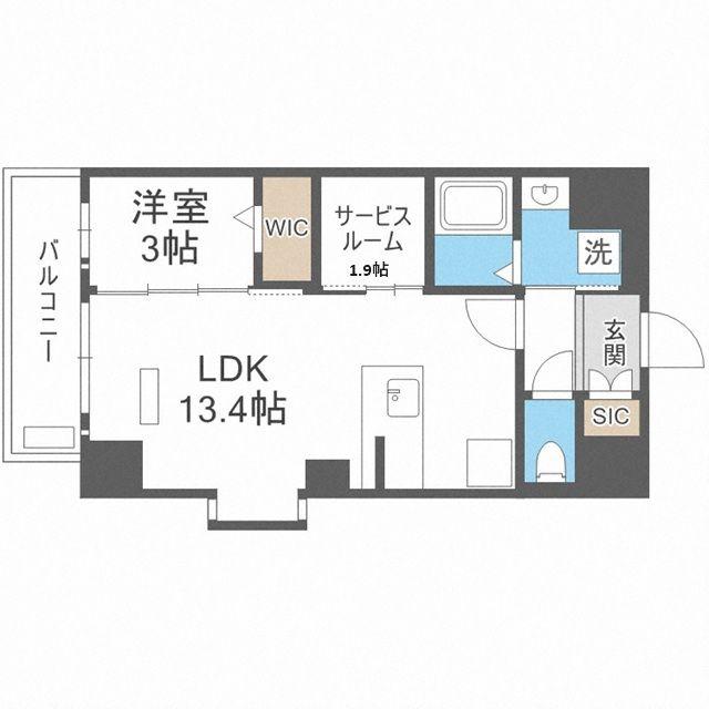 プレサンスNEO九条ディアシス(1SLDK/4階)の間取り写真